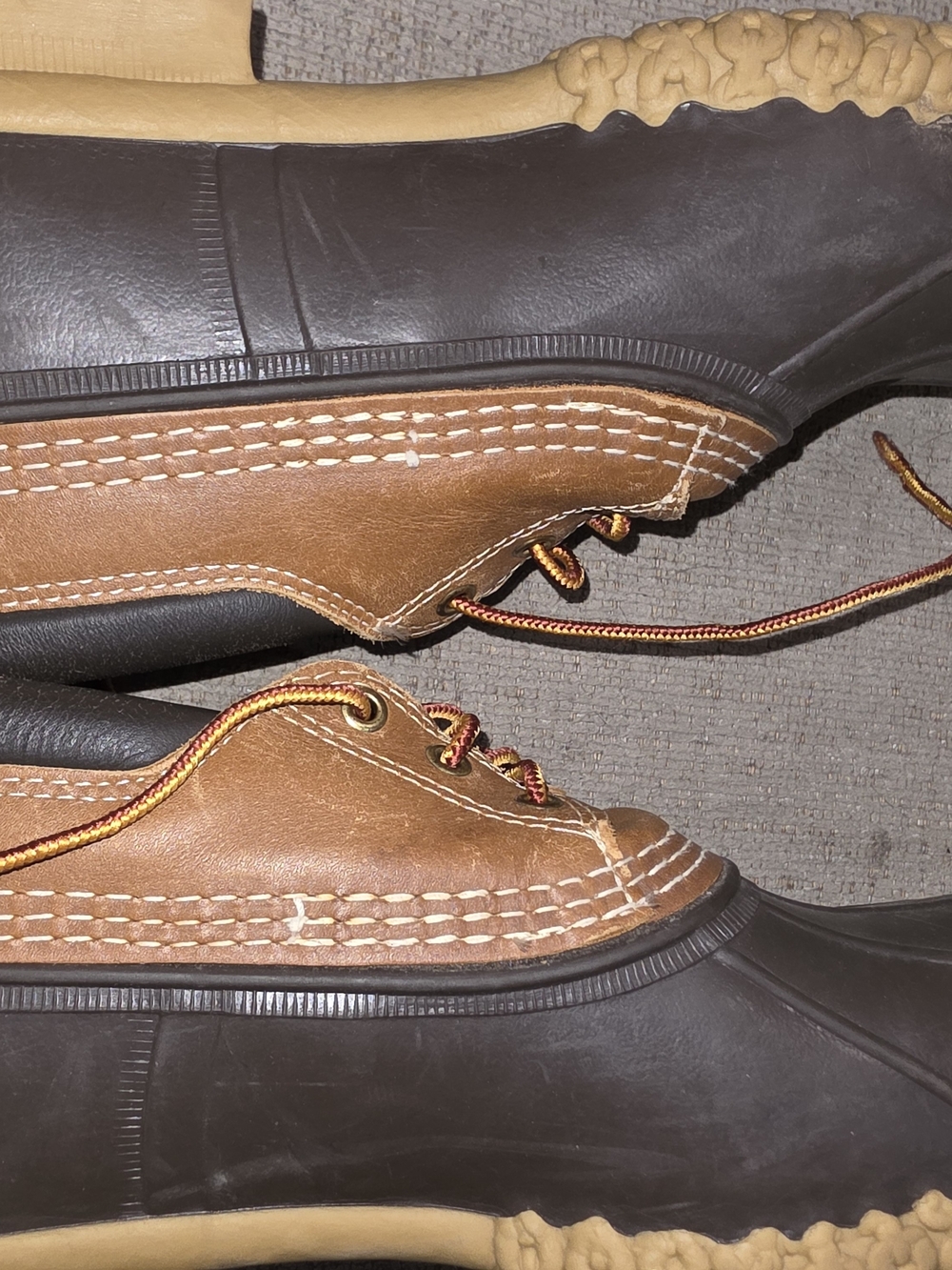 LL BEAN Men's Two-Tone Brown Duck Boots - Casual Outdoor Shoes - Picture 3 of 7